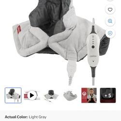 Sunbeam Renue Heat Therapy Neck and Shoulder Pain Relief Wrap Heating Pad, Grey