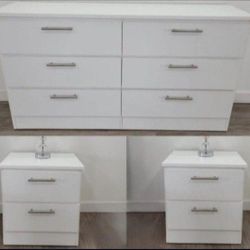 Dresser And 2 Nightstands - Cómoda Y 2 Mesitas De Noche 