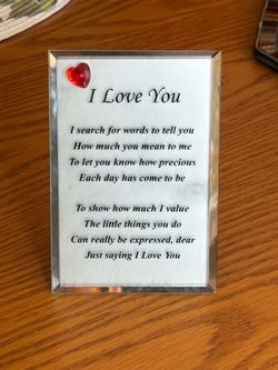 I Love You Mirrored Plaque on Stand 5”x3”