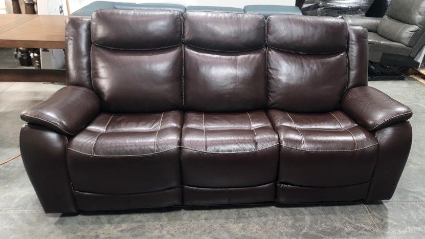 New Leather Power Reclining Sofa with Power Headrests.