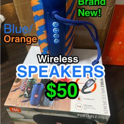 🔊 NEW Portable Wireless Bluetooth Speaker (Blue/Orange striped) 🔥