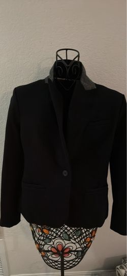 Banana Republic Black Single-Button Blazer Jacket with Gray collar