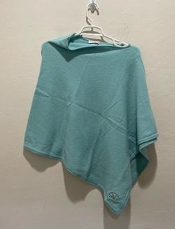 Peter Millar 100% Cashmere Asymmetrical Poncho Sweater Wrap Cape Turquoise