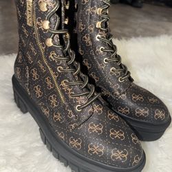 Guess Designer Monogram Combat Boots 