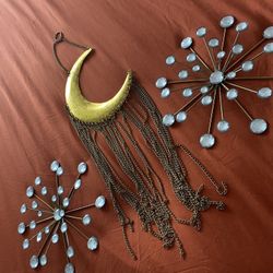 Home Decor- Hanging Moon & Set Of 2 Crystal Stars