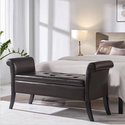 Leather Storage Bench 