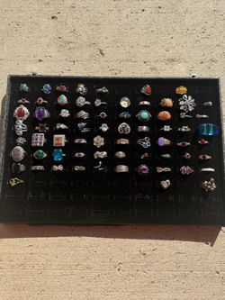 Lot of 69 Estate Rings Gemstone Costume & Sterling Silver 925 Mixed Resale Lot