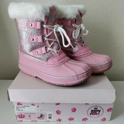 Juicy Couture Waterproof Pink Boots Girl Shoes Big Kids Size 2