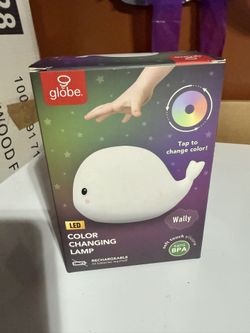 Globe Electric Adorable Multicolor Changing Integrated LED Rechargeable Silicone Night Light for Baby and Kids Rooms (Wally The Whale)