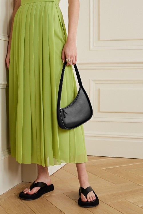 The Row Half Moon Bag in Leather Black