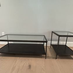 Coffee & End Table - Set of 2.  Glass & Metal - just reduced!