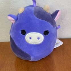 Squishmallow Ingrid the Purple Cow Ornament With Perfect Butt Tag