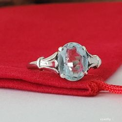 ❤️14k Size 5.5 Vintage Solid White Gold Aquamarine Cocktail Ring!/ Anillo de Oro Blanco con 1 Aguamarina! 👌🎁Post Tags: Anillo de Oro