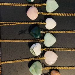 Heart Natural Stone Pendant Necklace 