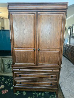 Traditional Wood Armoire Media Cabinet
