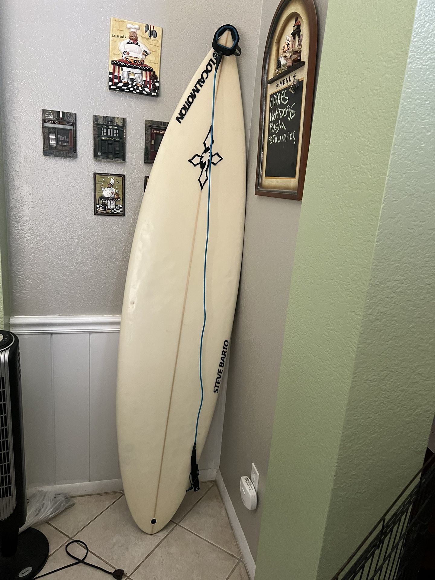 Steve Bartos Surfboard With New Lanyard