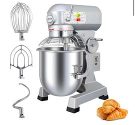 30Qt. Planetary Floor Mixer - Precision Timing, 1250W Power, Heavy Duty Electric Stand Mixer with Guard & Standard Accessories