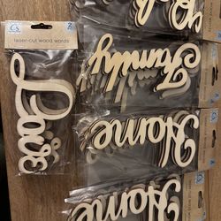 laser-cut wood words for arts and crafts 64 pieces