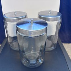 Excellent Sturdy Apothecary Glass Jars With Lids Gauze Bandages Applicators Cotton