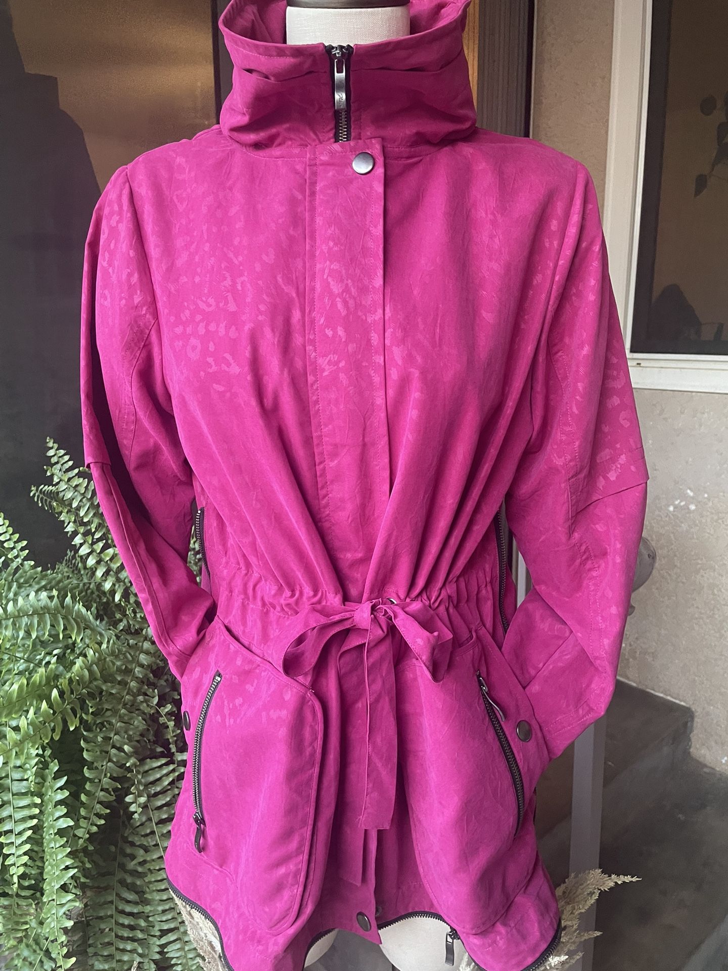 Women’s Fuchsia  Light Weight Jacket With Hoodie