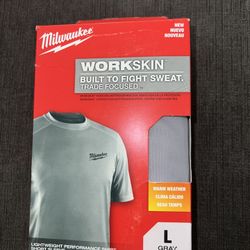 Milwaukee Gen II Men's Work Skin Large Gray Light Weight Performance Short-Sleeve T-Shirt