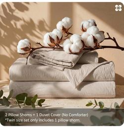 Bedsure PureWoven 100% Washed Cotton Duvet Cover104x90, Oatmeal