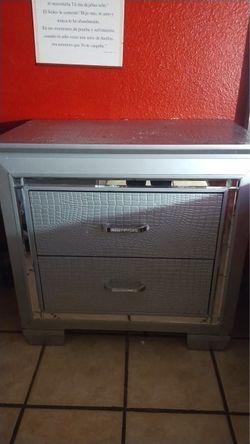 Silver Nightstand with Two Drawers