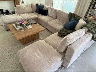 Modular Sectional Sofa + 2 Extra Middle Sections & Ottoman – Lightly Used