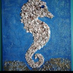 Hand-Painted Art With Real Shells