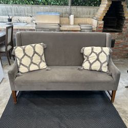 Gray Velvety Material High-Back Loveseat Sofa/Couch From Cost Plus/World market