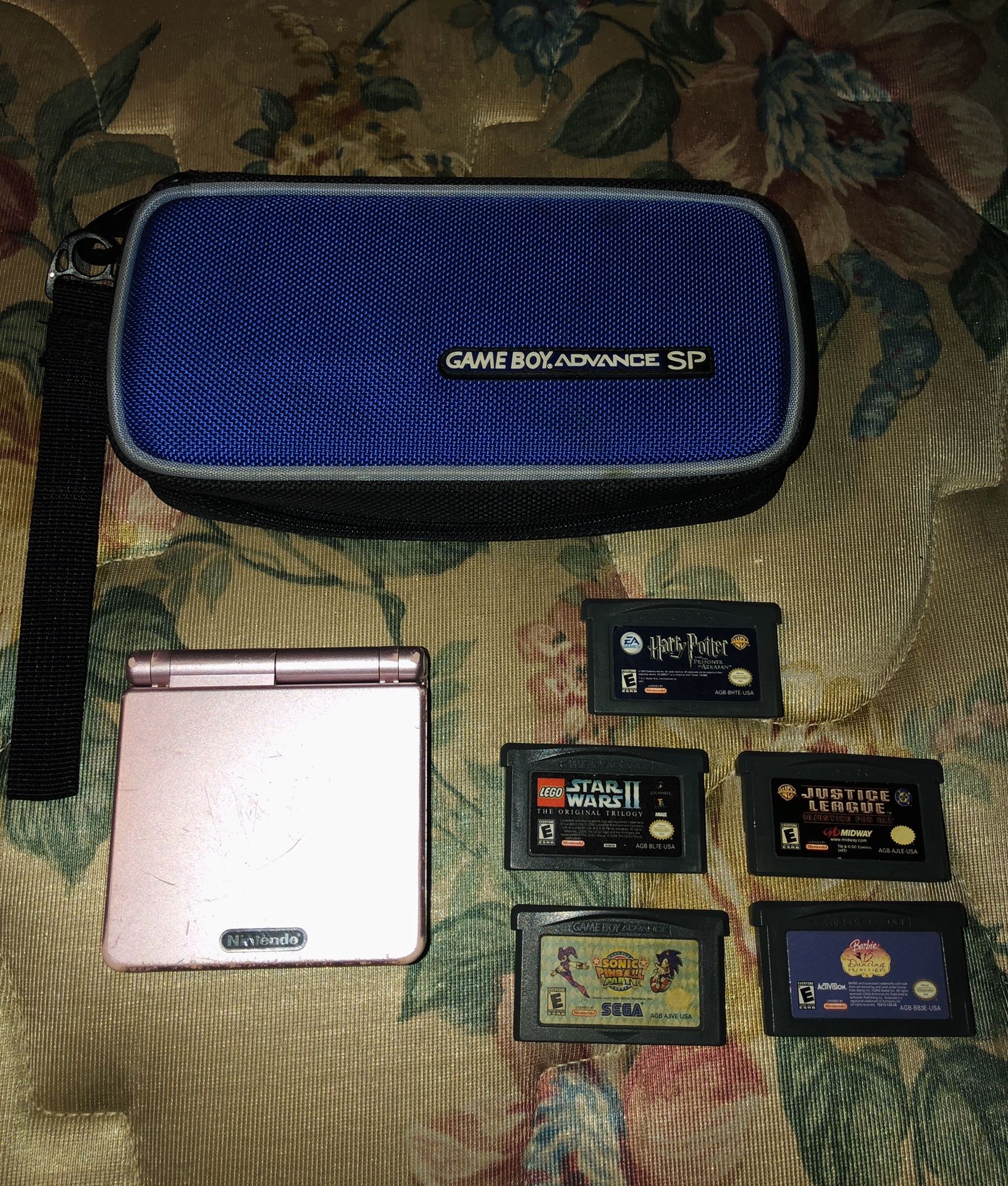 GAME BOY Advanced SP With 5 Games And A Travel Case