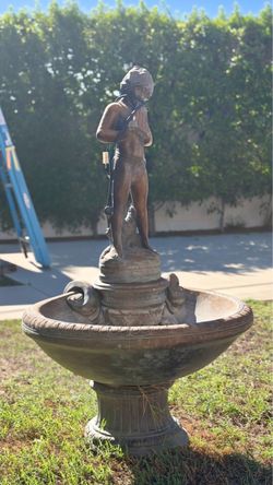 4.5 Ft Cast Stone Cherub Garden Fountain – Bronze Finish