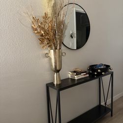 All Black Entry Table + Circle Mirror 