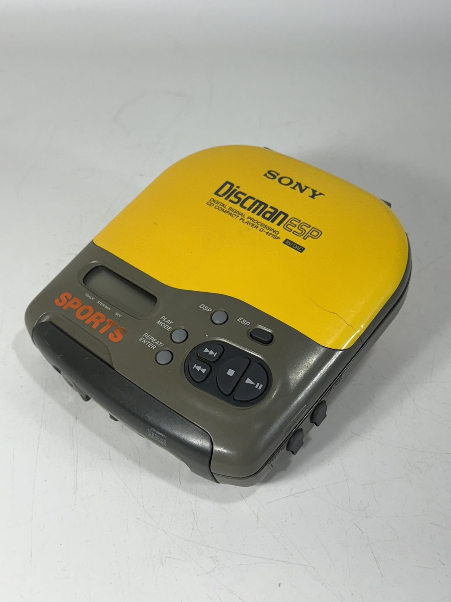 Sony Sports Discman ESP Yellow D-421SP Portable CD Player ~ NOT