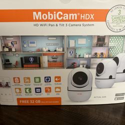 Mobicam HDX HD Wifi Pan & Tilt 3 Camera System Mobi 32GB Card Security C2