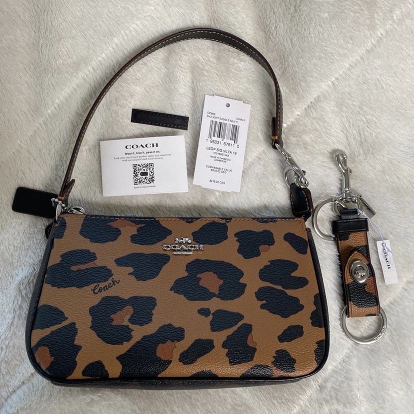 coach nolita 19 leopard purse cardholder and keychain