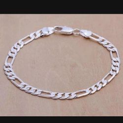 Genuine 925 Sterling Silver 6mm Figaro Chain Bracelets Men Fine Jewelry