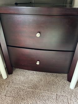 Set of 2 Heavy Wood Nightstands – 2 Drawers Each