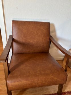 Brown Faux Leather Accent Armchair