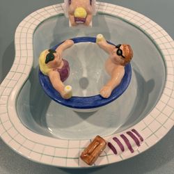 Swimming Pool Take A Dip Serving Ceramic Chip & Dip Bowl