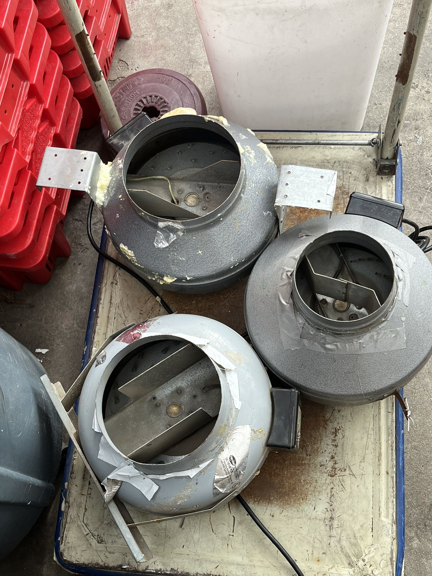 Lot of 2 inline 8” Vortex and 1 6” elicent Duct Blower Industrial Fan