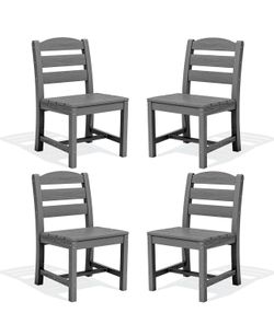 SERWALL Outdoor Armless Dining Chairs Set of 4, All-Weather HDPE Patio Chair with 19.7" Widened Seat, for Backyard, Garden, Gray brand new in box $199