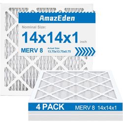 14x14x1 Air Filter MERV 8, 4 PACK AmazEden