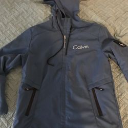 Men Blue Calvin Kleins Hoodie Medium