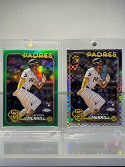 ⚾️2024 Topps Chrome⚾️ JACKSON MERRILL [RC] 🔥Green Refractor/99 | X-Fractor🔥SD🟡🟤PADRES