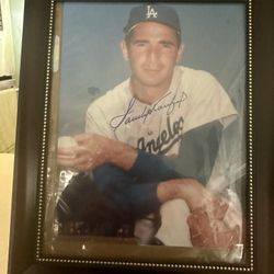 8X10 Photo And Frame Of HOF’er Sandy Koufax Autograph Signed With Certificate Of Authenticity 