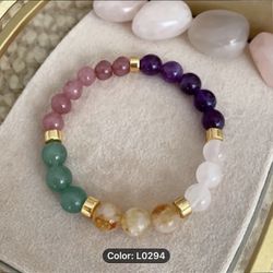 Real Natural gemstone bracelet for women  Lucky Beads Charm Vintage style high-quality Amethyst, Moonstone Tigereye