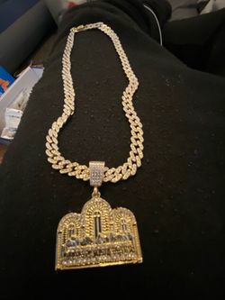 Last supper pendant with Cuban link chain  stainless steel 14k gold plated
