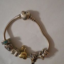 Pandora 6 Charms ALE .925 Sterling 6" Bracelet