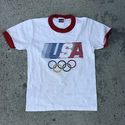 Olympic Games USA single stitch t-shirt sportswear size youth small/medium see measurements